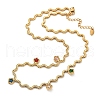 304 Stainless Steel Rope Chain Colorful Cubic Zirconia Tassel Necklaces for Women NJEW-V015-01G-C-1