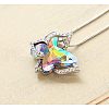 Butterfly Brass Pave Glass Birth Stone Pendant Necklaces FS-WG3BB0A-07-1