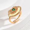 Brass Pave Cubic Zirconia Adjustable Finger Rings for Women GF5911-3-1