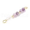 Faceted Round Natural Quartz Crystal & Amethyst & Lepidolite Beaded Connector Charms PALLOY-JF03530-07-3