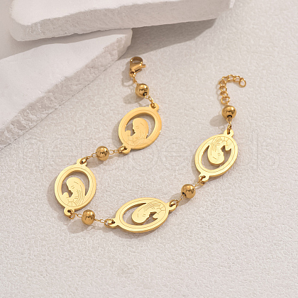 Religion Stainless Steel Link Bracelets for Women ZC8360-2-1