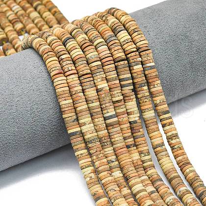 Natural Picture Jasper Beads Strands G-P575-B30-6x1mm-1
