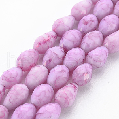 Opaque Baking Painted Crackle Glass Beads Strands EGLA-T008-17D-1