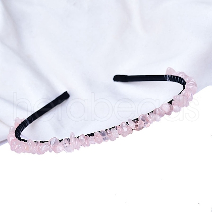 Rose Quartz  with Metal Hair Bands PW-WG38918-03-1