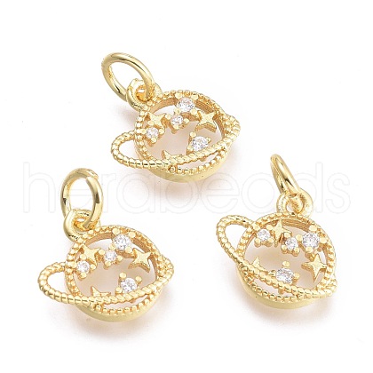 Brass Micro Pave Cubic Zirconia Pendants KK-P187-06G-1