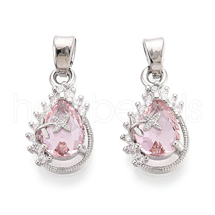 Brass Micro Pave Cubic Zirconia Pendants KK-N264-05P-1