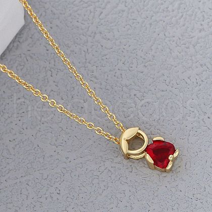 Brass Pave Heart Cubic Zirconia Boy Pendant Cable Chain Necklaces FS-WGE547A-07-1