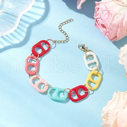 Acrylic Oval Link Chain Bracelets for Women BJEW-TA00618-1