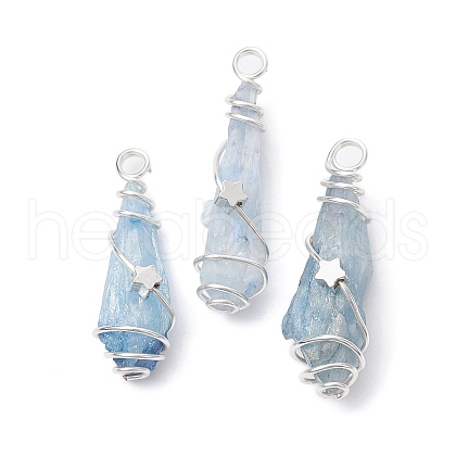 Electroplated Natural Quartz Crystal Dyed Copper Wire Wrapped Pendants PALLOY-JF02327-04-1