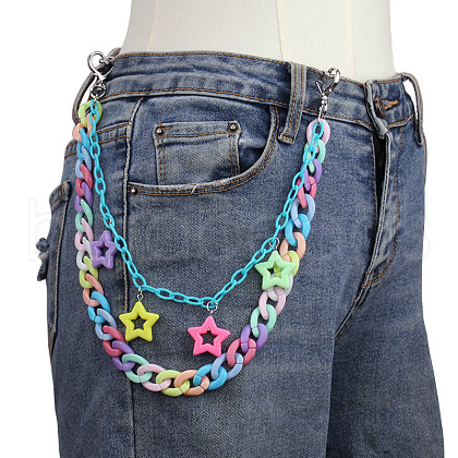 Macaron Color Star Acrylic Double Layer Chain Belts for Pants FS-WG9A655-03-1