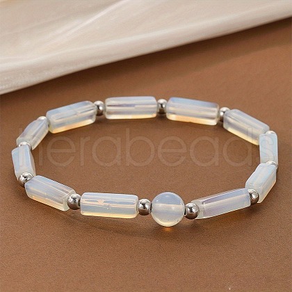 Opalite Beaded Stretch Bracelets for Men Women WG69117-04-1