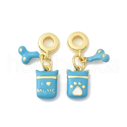 Brass Enamel European Dangle Charms KK-FZC0001-02A-G-1