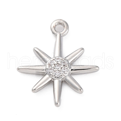 Brass Micro Pave Clear Cubic Zirconia Pendants KK-Z084-01P-1