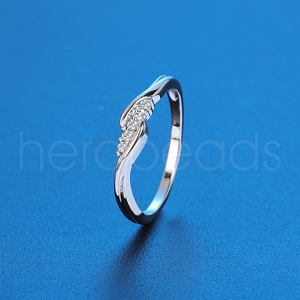 Twist Brass Micro Pave Clear Cubic Zirconia Finger Rings FS-WG5C18D-03-1