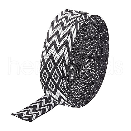 10 Yards Double Face Rhombus Print Flat Polypropylene Ribbon OCOR-WH0046-88-1