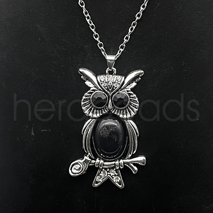 Alloy Rhinestone Pendant Necklaces QD9835-17-1