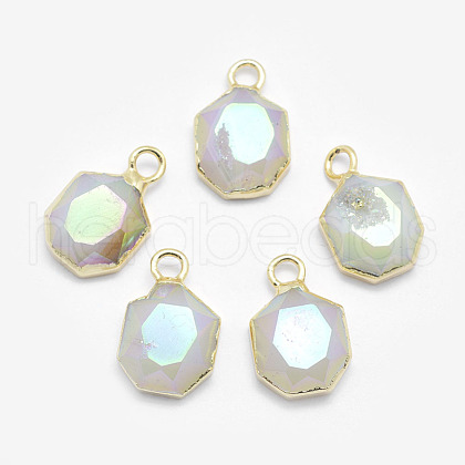 Electroplate Natural Druzy Agate Pendants G-I207-12A-G-1