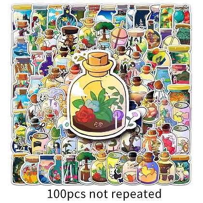 100Pcs Cartoon Bottle PVC Waterproof Stickers PW-WG25001-01-1