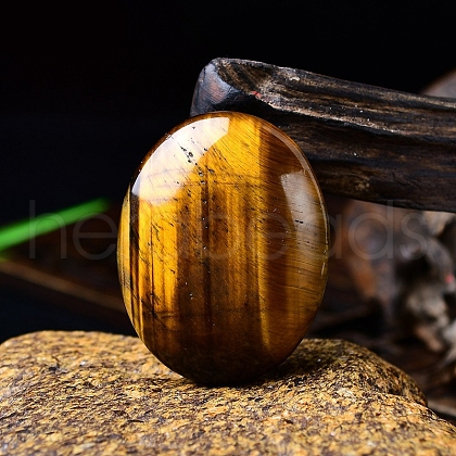 Mother's Day Gifts Natural Tiger Eye Oval Palm Stone Massager PW-WG63539-21-1