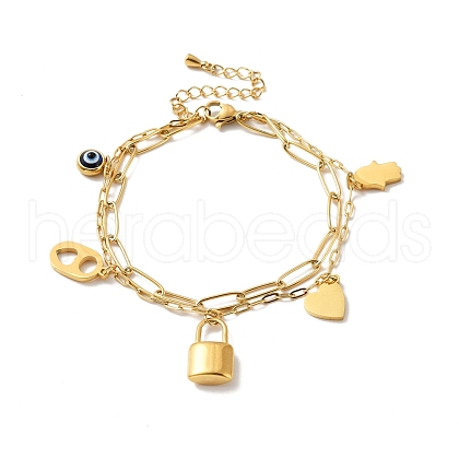 Ion Plating(IP) 304 Stainless Steel Chain Multi-Strand Bracelet BJEW-P272-06G-1