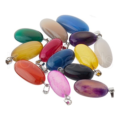 SUPERFINDINGS 20Pcs 10 Colors Natural Agate Dyed Pendants G-FH0002-43-1