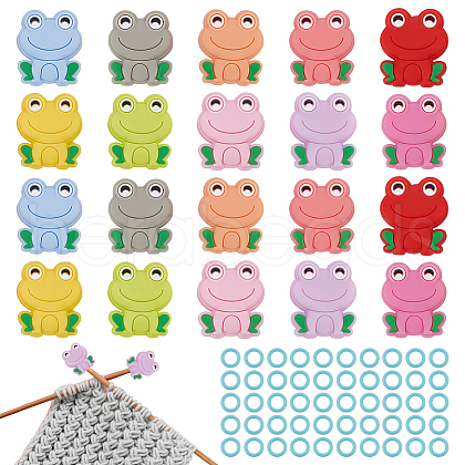 BENECREAT Frog Silicone Knitting Needle Point Protectors AJEW-BC0006-95-1