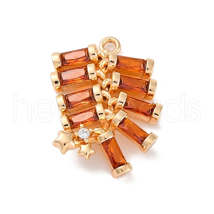 Brass Micro Pave Cubic Zirconia Pendants KK-D288-03G-1