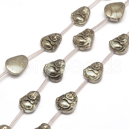 Buddha Natural Pyrite Beads Strands G-I125-55-1