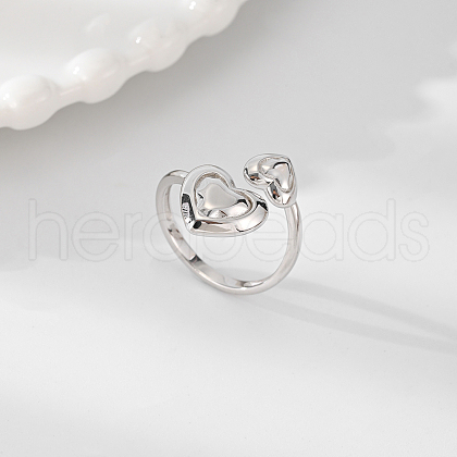 925 Sterling Silver Heart Open Cuff Rings for Women WZ9859-1