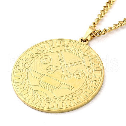 304 Stainlessa Steel Curb Chain Pendant Necklaces NJEW-H034-02G-1
