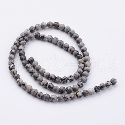 Natural Map Stone/Polychrome Jasper/Picasso Stone/Picasso Jasper Bead Strands G-K152-04-4mm-1