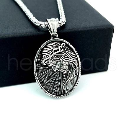 Greek Mythology Stainless Steel Fashion Men's Jesus Pendant Punk Hip-hop Necklaces for Men IR9801-1