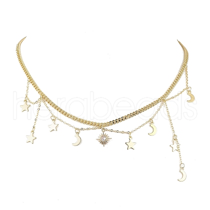 Brass with Stainless Steel Necklaces NJEW-JN04687-1