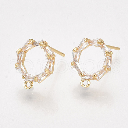Brass Cubic Zirconia Stud Earring Findings X-KK-S350-343-1