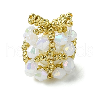 Christmas Seed Beads Beaded Charms PALLOY-MZ00299-02-1