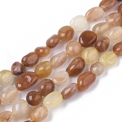 Natural Golden Silk Jade Beads Strands G-S362-046-1