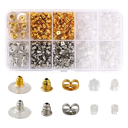 740Pcs 10 Style Brass & Iron & Plastic Ear Nuts DIY-YW0006-34-1