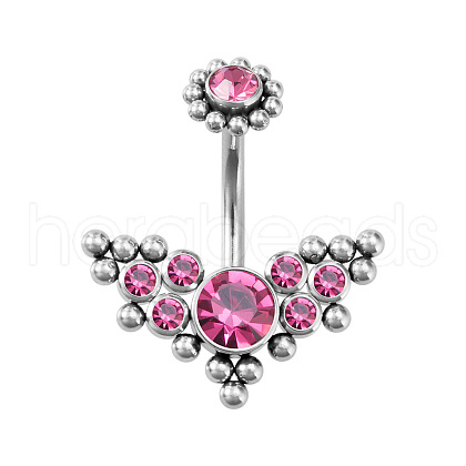 316L Surgical Stainless Steel Cubic Zirconia Wing 15 Gauge Belly Button Rings WG4371E-03-1