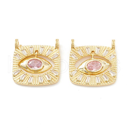 Rack Plating Brass Cubic Zirconia Pendants KK-D073-25G-04-1