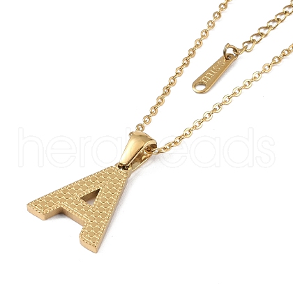 Ion Plating(IP) Initial Letter 304 Stainless Steel Pendant Necklaces NJEW-M199-01G-A-1