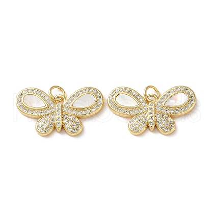 Brass Micro Pave Clear Cubic Zirconia Pendants KK-B083-37A-G-1