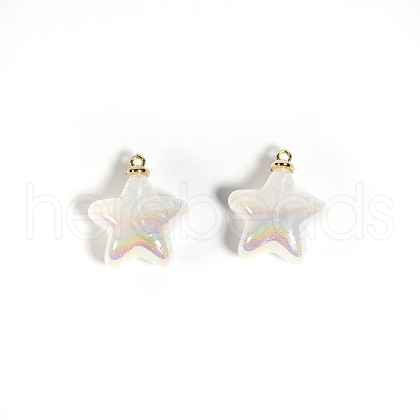 10Pcs UV Plated Iridescent Opaque Resin Pendants PW-WG9DE9F-02-1