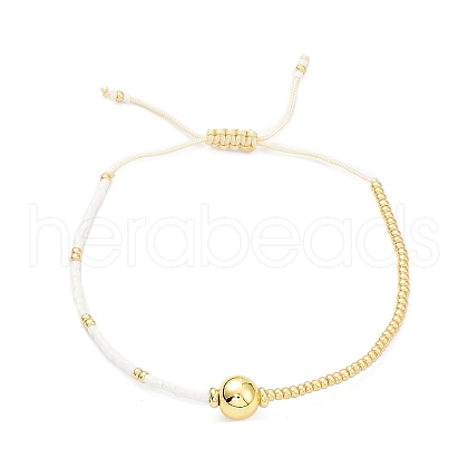 Adjustable Miyuki Seed & Brass Braided Beaded Bracelets for Women BJEW-O187-16-1