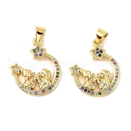 Brass Micro Pave Cubic Zirconia Pendants KK-M324-02C-G-1