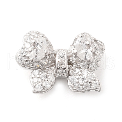 925 Sterling Silver Micro Pave Clear Cubic Zirconia Bowknot Multi-Strand Links STER-S013-02P-1