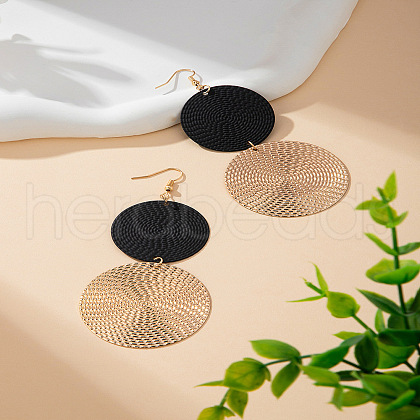 Textured Flat Round Alloy Dangle Earrings FS-WGFADC7-02-1