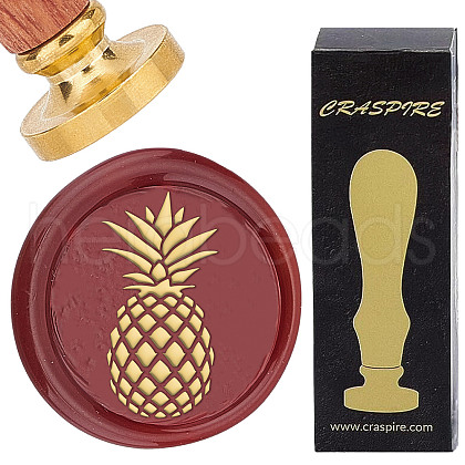 Brass Wax Seal Stamps with Wood Handle AJEW-WH0412-0225-1