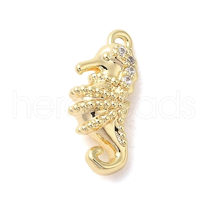 Marine Animal Theme Golden Brass Micro Pave Clear Cubic Zirconia Pendants KK-U031-01G-04-1