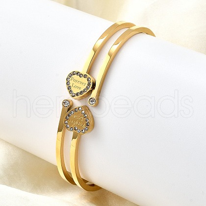 304 Stainless Steel Micro Pave Clear Cubic Zirconia Cuff Bangles BJEW-Z124-02G-1