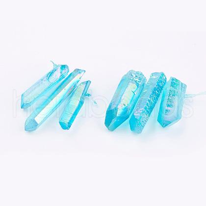 Electroplated Natural Quartz Crystal Graduated Beads Strands G-P315-A07-1